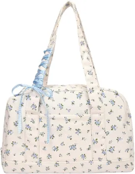Mini Gym Bag for Women,Floral Quilted Duffel Bag Cute Flirty Aesthetic Tote Handbag Workout Sport Carry On Tote