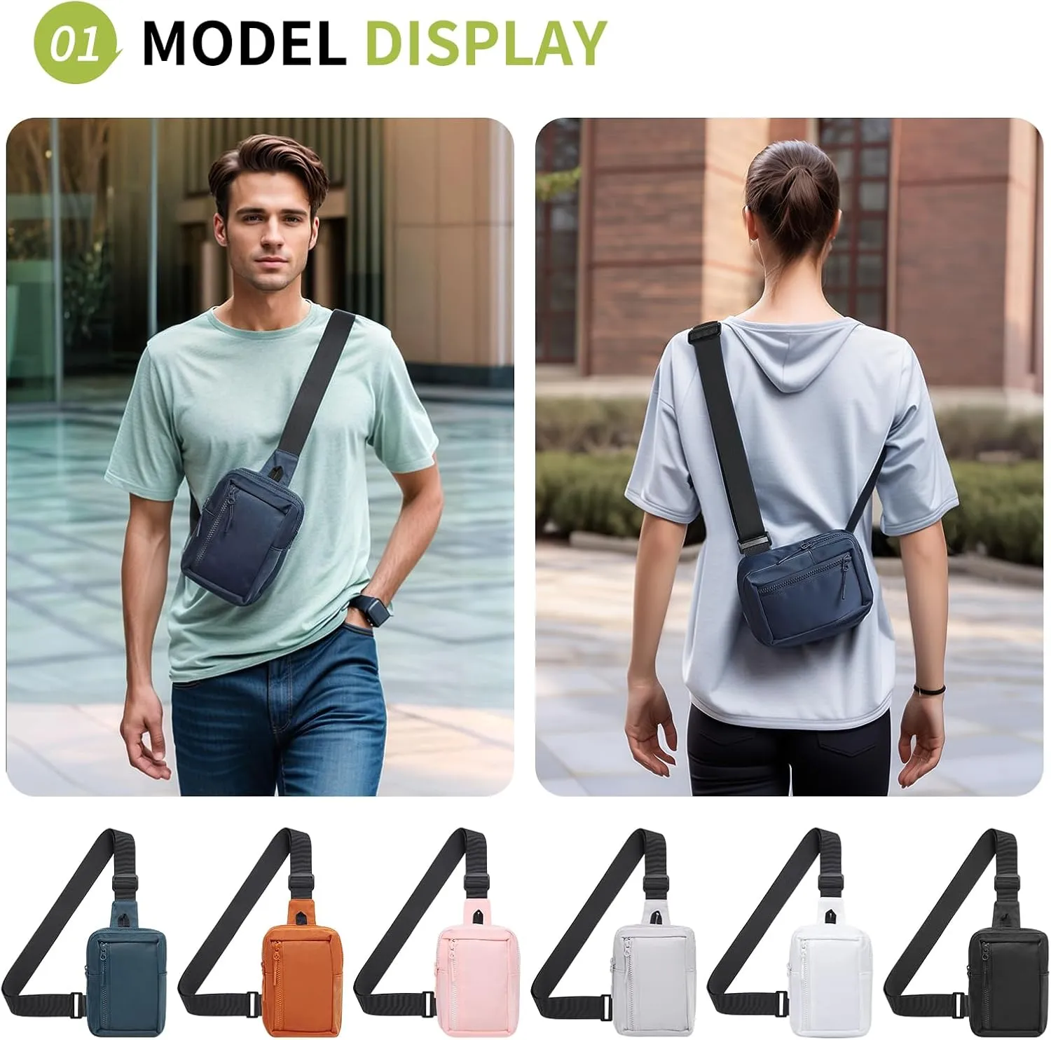 Mini Sling Bag for Men and Women, 7.5 Inch Small Anti Theft Crossbody Sling Backpack Nylon Chest Bag Fanny Pack for Travel Running Hiking (Dark Blue)
