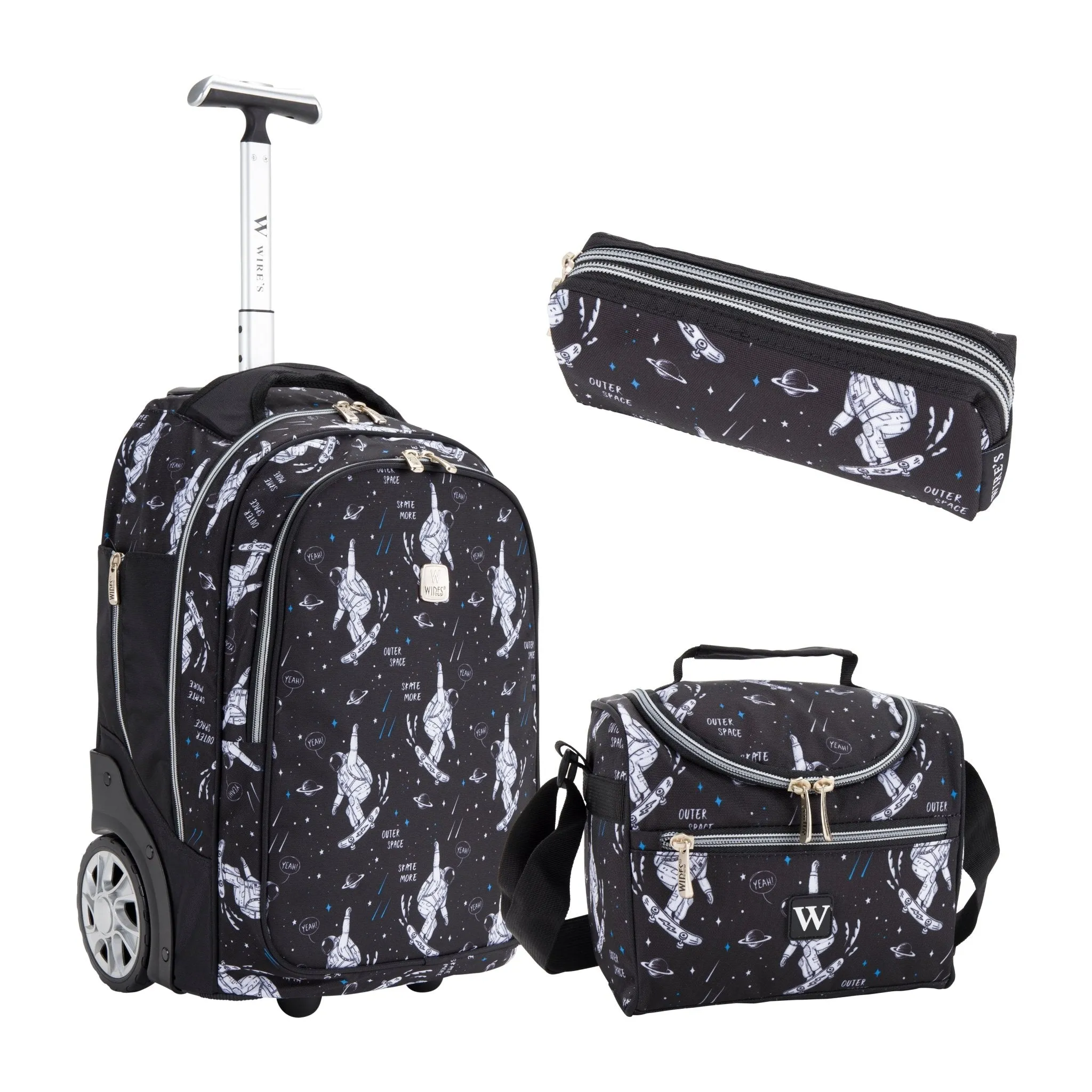 Mini Wheel School Bags Trolly Set of 3pcs Space Skate