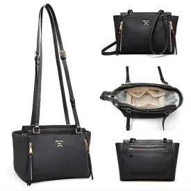 miss fong Small Mini Diaper Bag,Crossbody Purse Diaper Clutch with 7 Organizers,2 Insulated Pockets and Adjustable Shoulder Strap(Black)