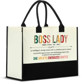Nvhai Boss Lady Gifts for Women, Gifts for Boss Female, Boss Lady Definition Canvas Tote Bag for Women
