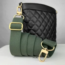 Olive Green Heavy-duty Fabric Bag Strap (Adjustable 32-56" Shoulder to Crossbody Length) - Thick Cotton Canvas Woven Material 1.5" Wide