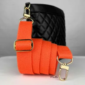 Orange Heavy-duty Fabric Bag Strap (Adjustable 32-56" Shoulder to Crossbody Length) - Thick Cotton Canvas Woven Material 1.5" Wide