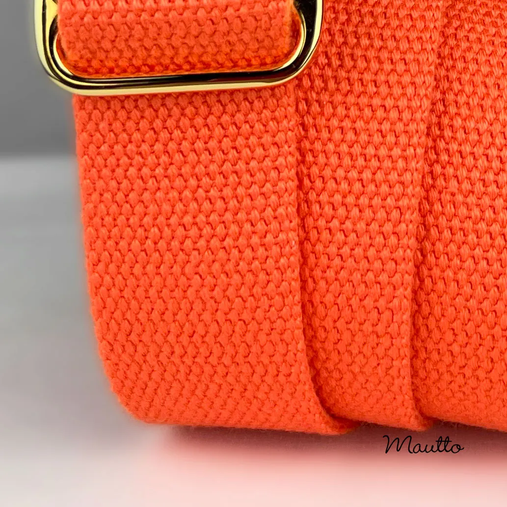 Orange Heavy-duty Fabric Bag Strap (Adjustable 32-56" Shoulder to Crossbody Length) - Thick Cotton Canvas Woven Material 1.5" Wide