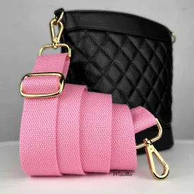 Pink Heavy-duty Fabric Bag Strap (Adjustable 32-56" Shoulder to Crossbody Length) - Thick Cotton Canvas Woven Material 1.5" Wide
