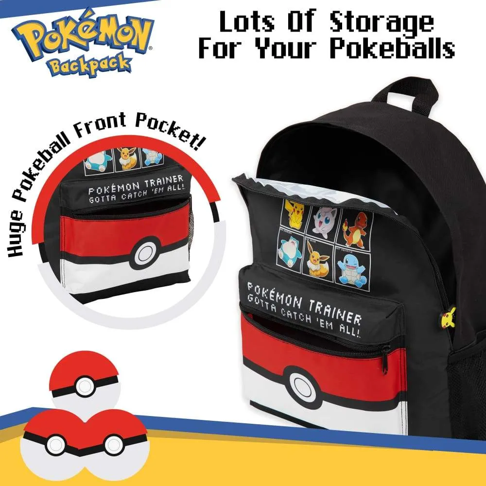 Pokemon Large Backpack for Boys and Girls Trainer Rucksack Kids Pikachu Cards Travel Bag