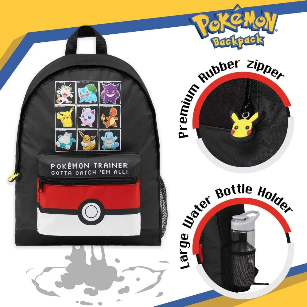 Pokemon Large Backpack for Boys and Girls Trainer Rucksack Kids Pikachu Cards Travel Bag
