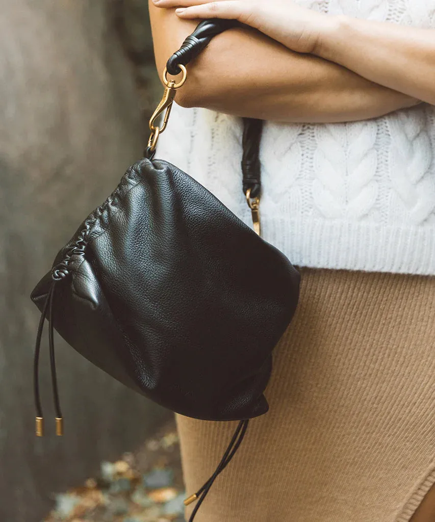 Preston Shoulder/Crossbody in Black Leather