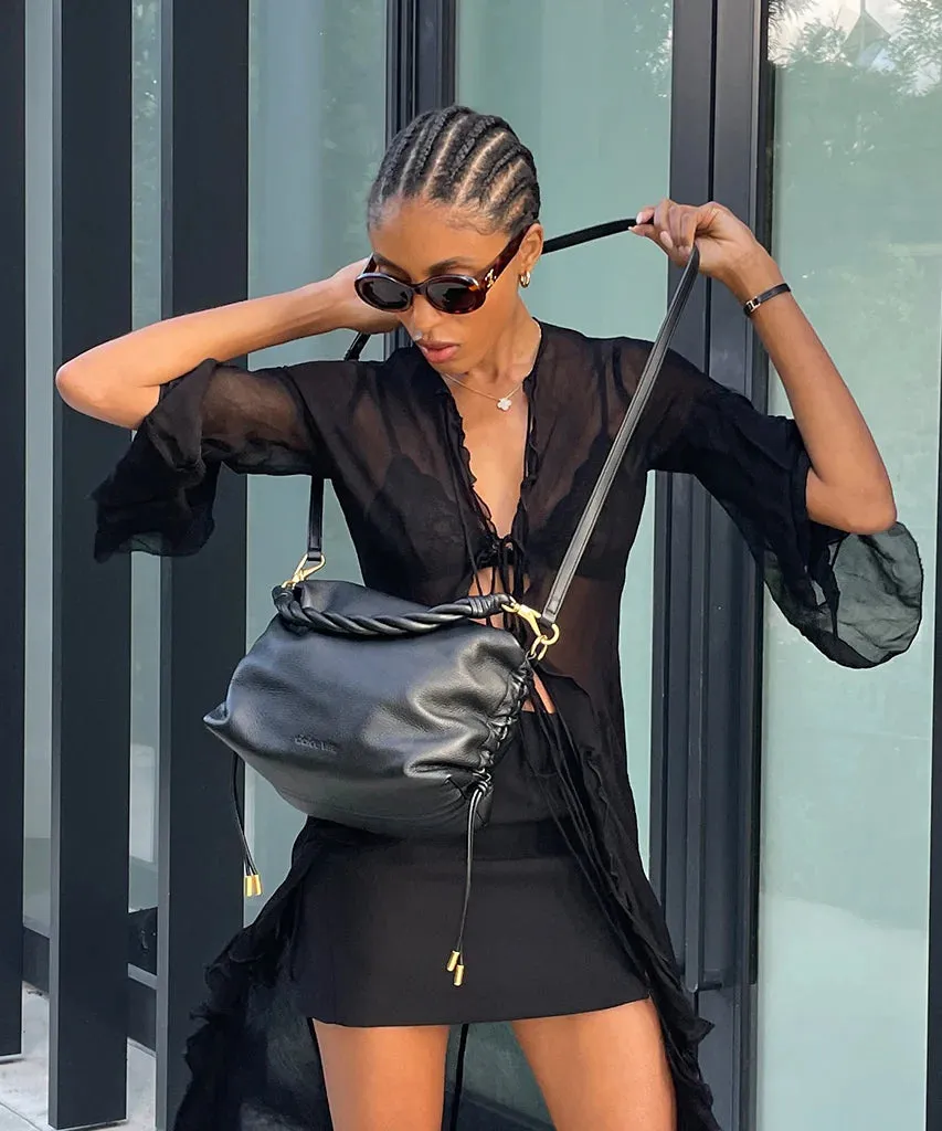Preston Shoulder/Crossbody in Black Leather