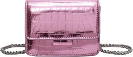 PU Leathe Mini Crossbody Bags for Women's, Y2k Mini Square Purse with Chain Strap Fashion Women Small Evening Bags