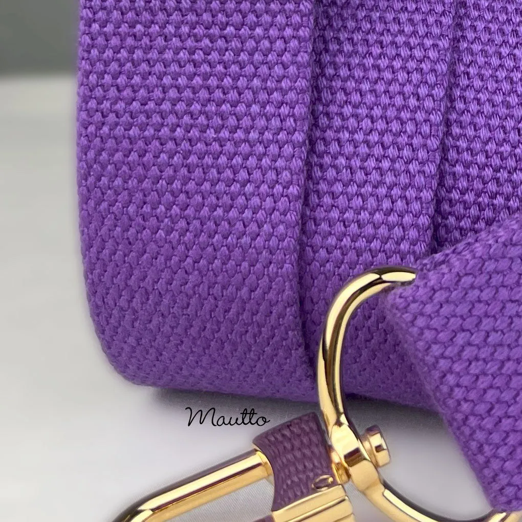 Purple Heavy-duty Fabric Bag Strap (Adjustable 32-56" Shoulder to Crossbody Length) - Thick Cotton Canvas Woven Material 1.5" Wide