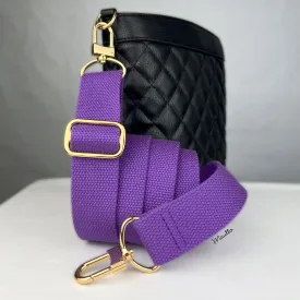 Purple Heavy-duty Fabric Bag Strap (Adjustable 32-56" Shoulder to Crossbody Length) - Thick Cotton Canvas Woven Material 1.5" Wide