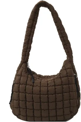 Quilted Puffer Tote Bags for Women Lightweight Quilted Padding Shoulder Bag Satchel Handbag Zip Puffer Bag Green