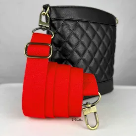Red Heavy-duty Fabric Bag Strap (Adjustable 32-56" Shoulder to Crossbody Length) - Thick Cotton Canvas Woven Material 1.5" Wide