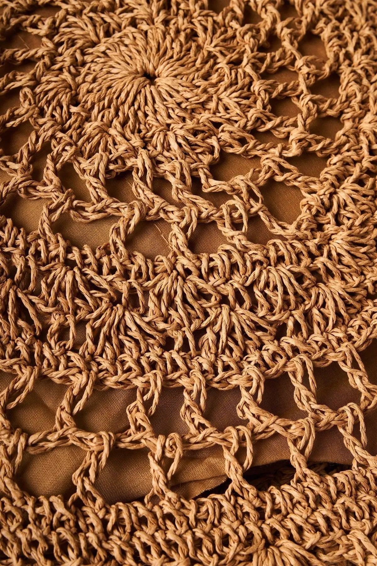 Round Tan Straw Braid Tote Bag /1 Bag