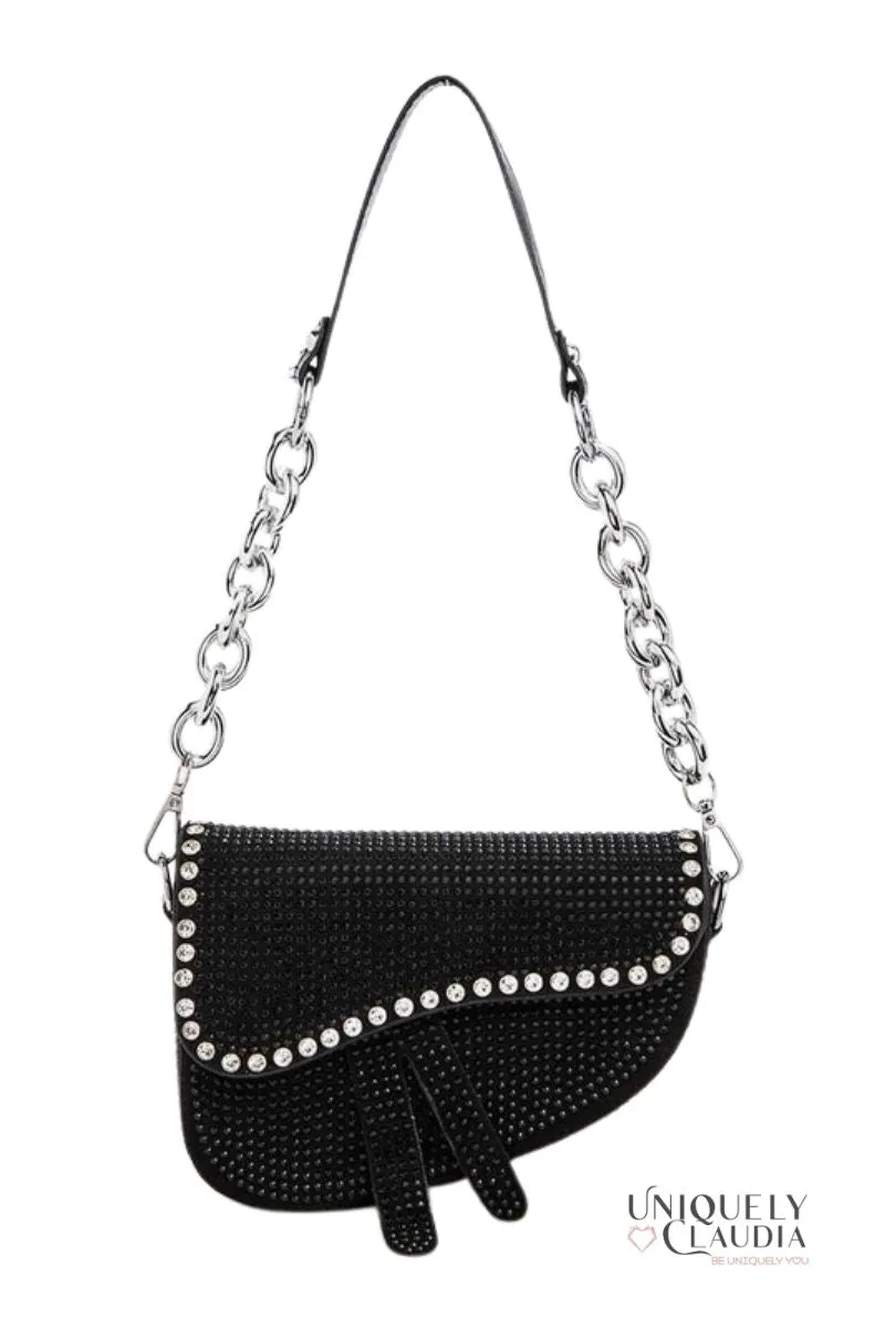 So Iconic Studded Vegan Leather Saddle Bag