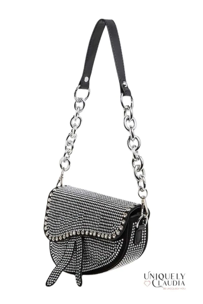 So Iconic Studded Vegan Leather Saddle Bag