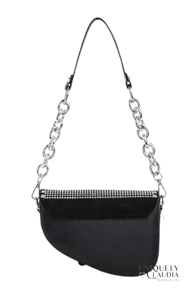 So Iconic Studded Vegan Leather Saddle Bag