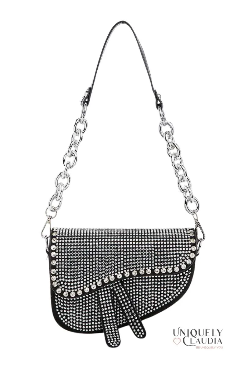 So Iconic Studded Vegan Leather Saddle Bag