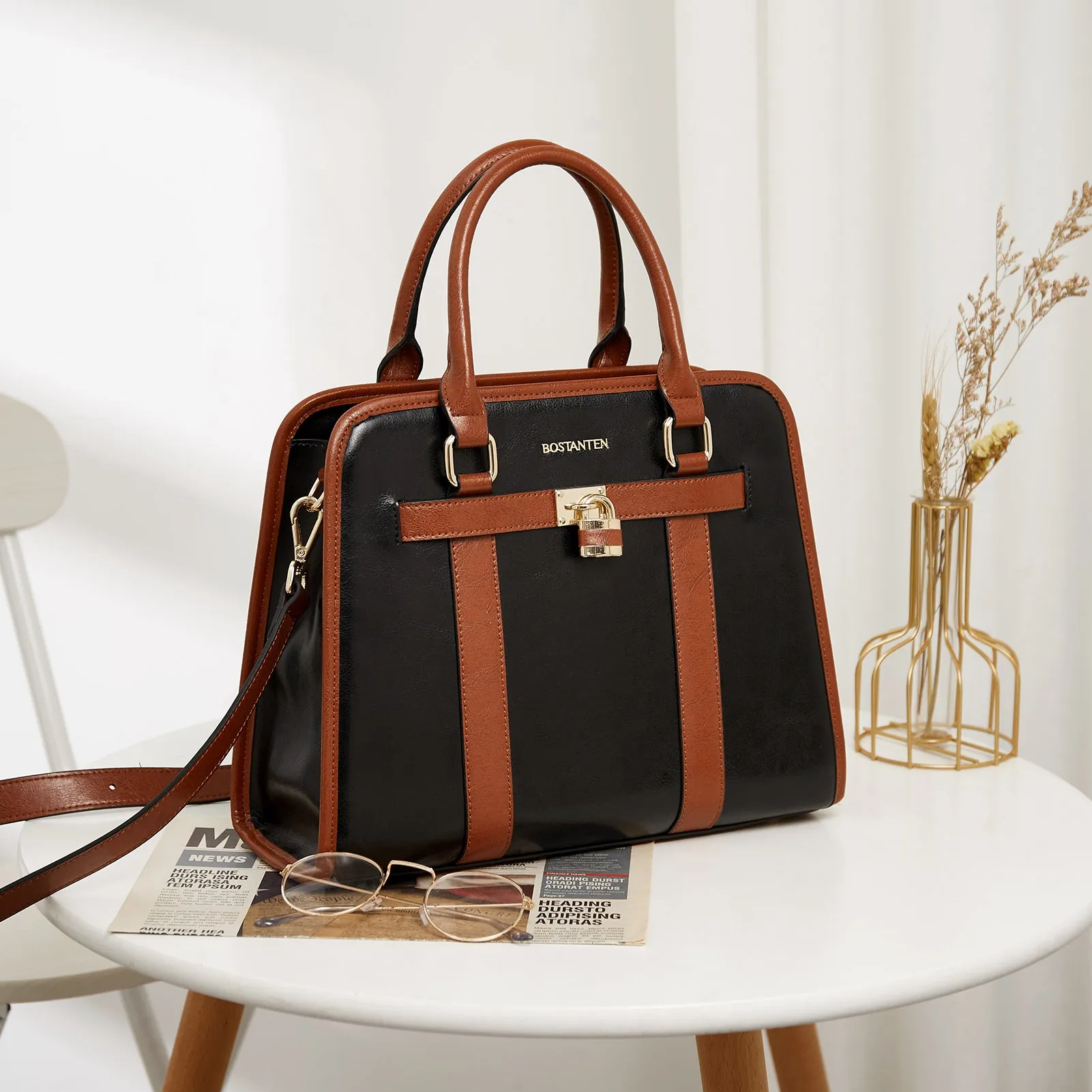 Stylish Two-Tone Top Handle Work Bag