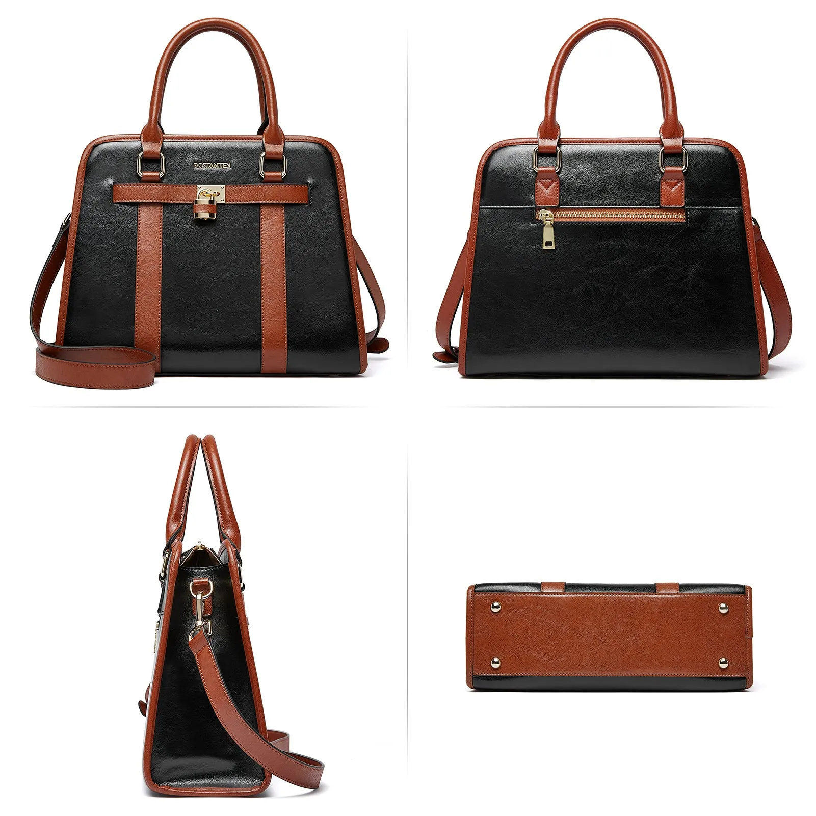Stylish Two-Tone Top Handle Work Bag