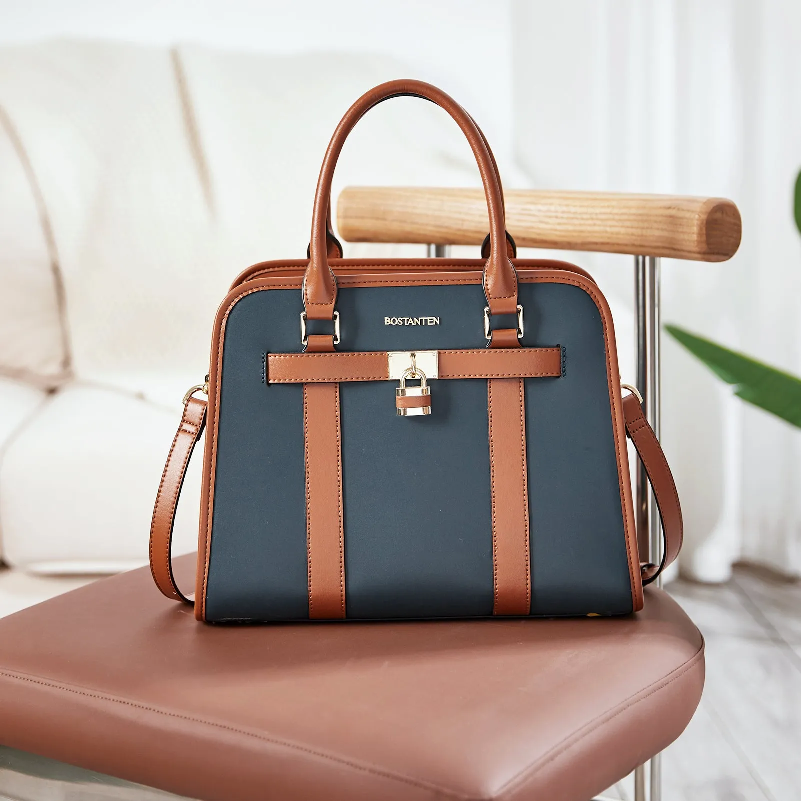 Stylish Two-Tone Top Handle Work Bag