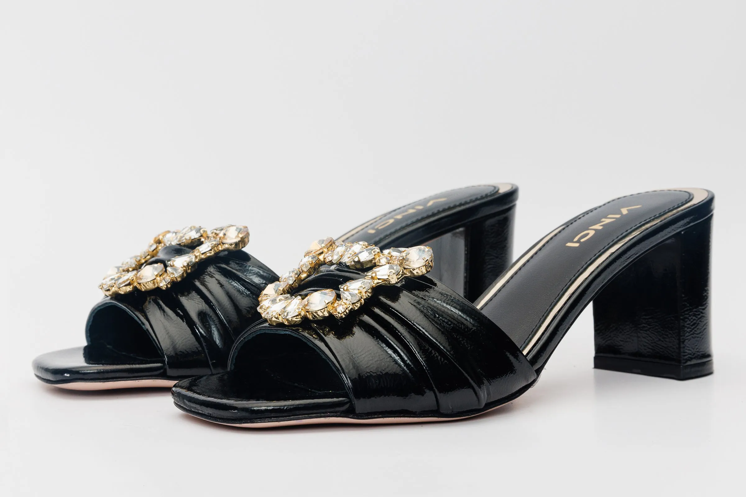 The Micro Black Leather Women Sandal
