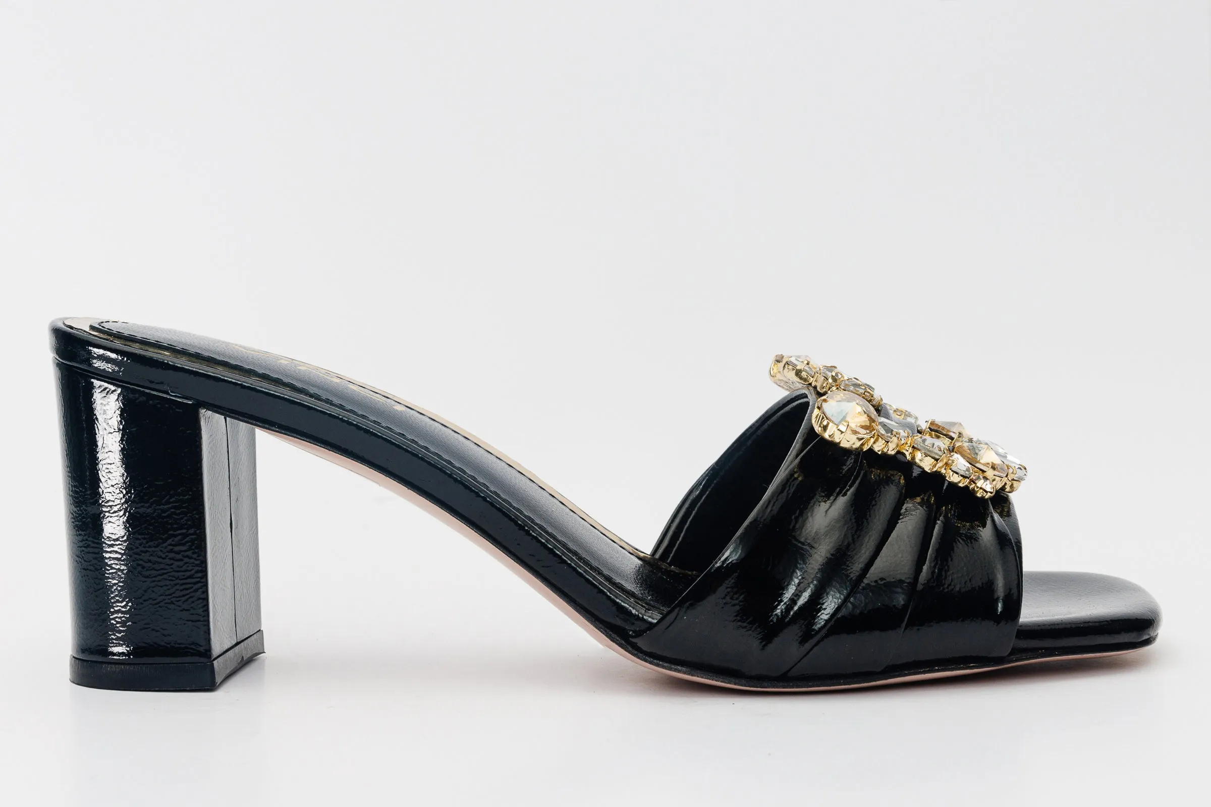 The Micro Black Leather Women Sandal
