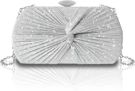 TOPALL Rhinestone Purse Sparkly Bag Silver Diamond Purses for Women Upgrade Evening Prom Rhinestone Handbag Hobo Bag