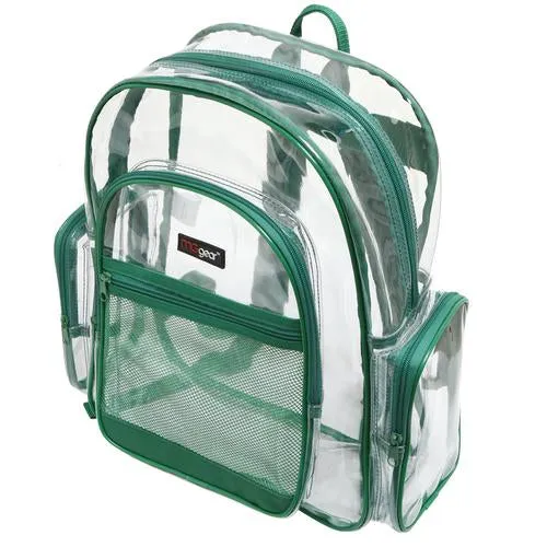 Transparent PVC School Bagpack with Green Trim