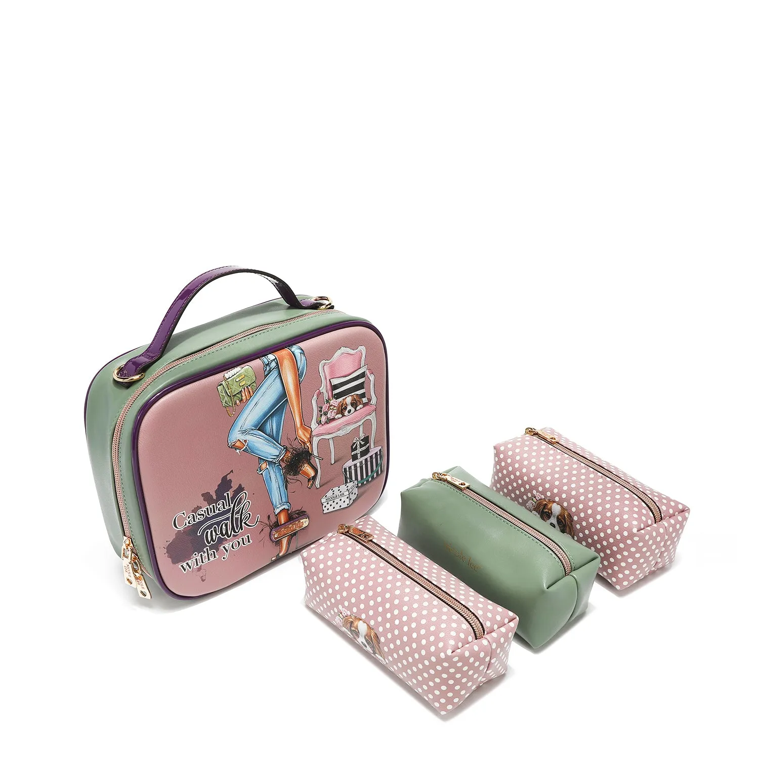 TRAVEL HANDBAG WITH POUCH SET