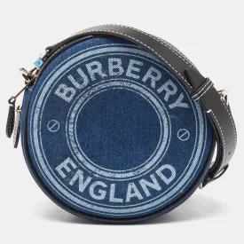 Trendy Inspired Burberry Blue/black Denim And Leather Louise Round Crossbody Bag