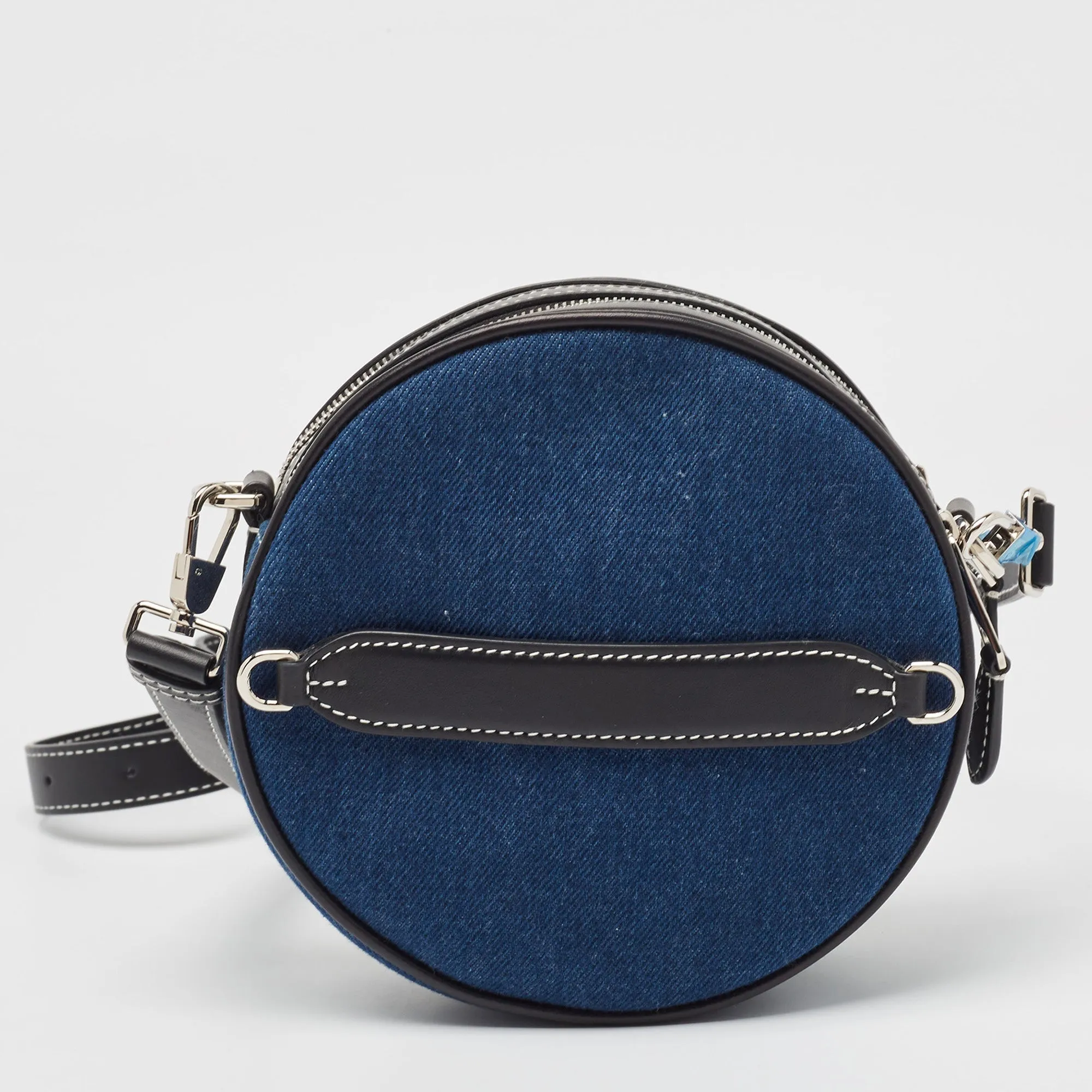 Trendy Inspired Burberry Blue/black Denim And Leather Louise Round Crossbody Bag