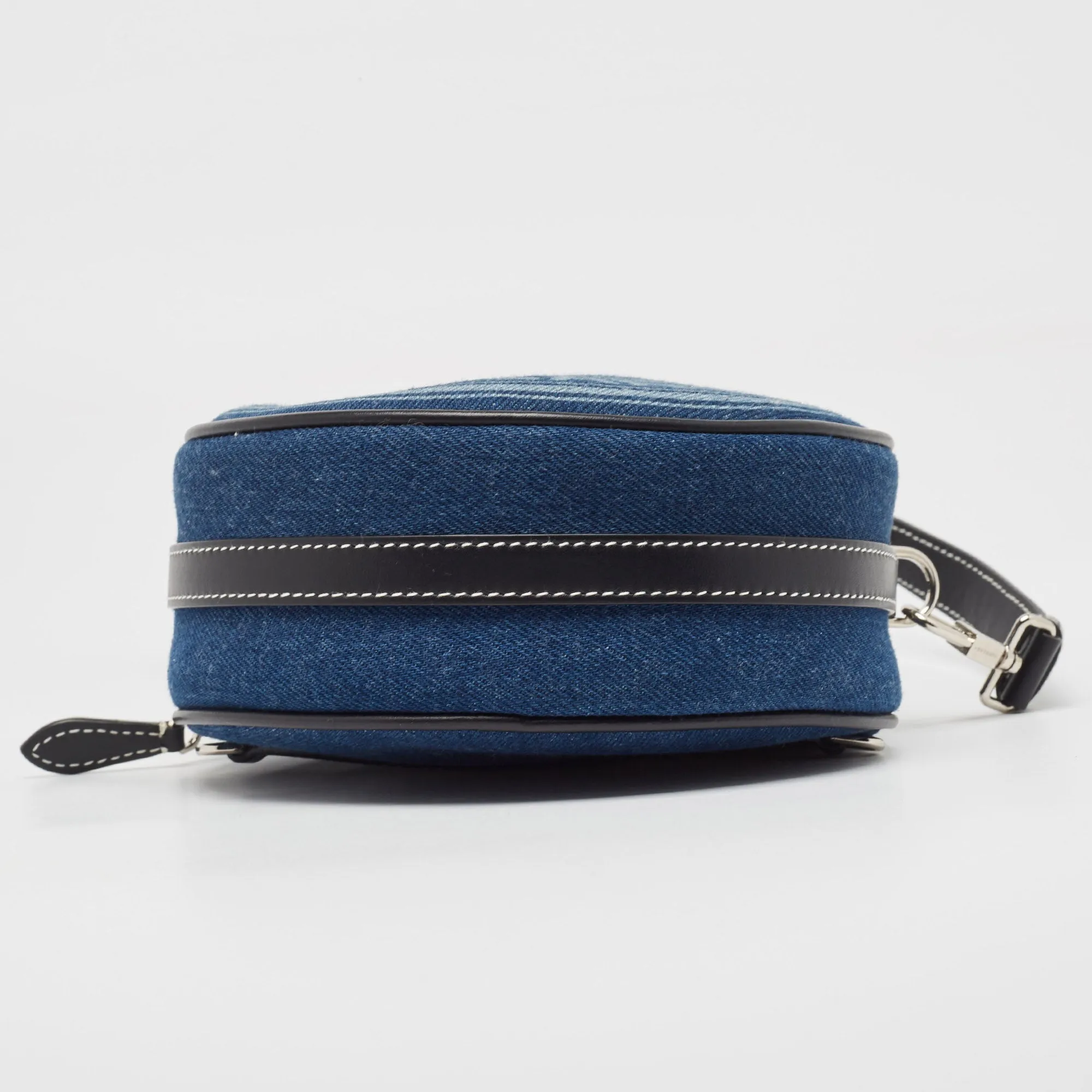 Trendy Inspired Burberry Blue/black Denim And Leather Louise Round Crossbody Bag