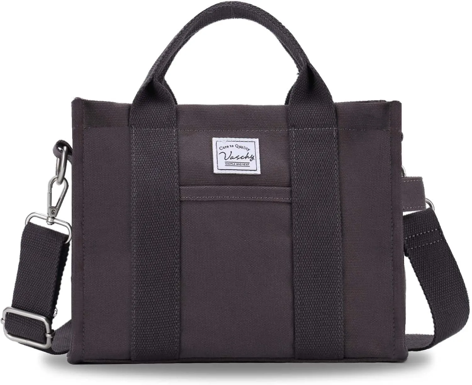 VASCHY Canvas Tote bag, Casual Reusable Work Totes for Women Teachers with Zippers Pockets Crossbody Shoulder Bag Purse