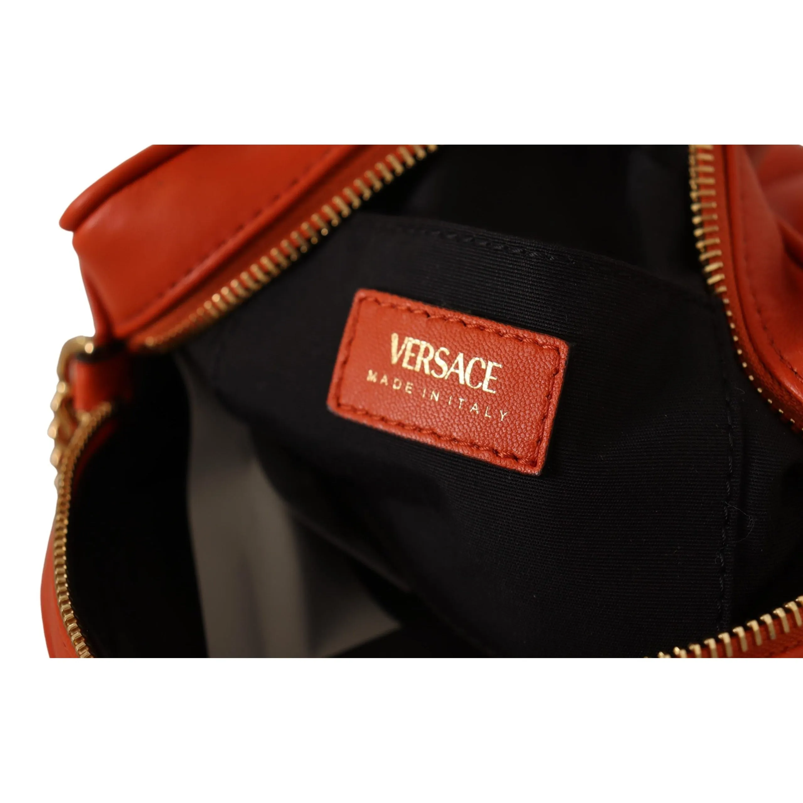 Versace Elegant Round Nappa Leather Crossbody Bag
