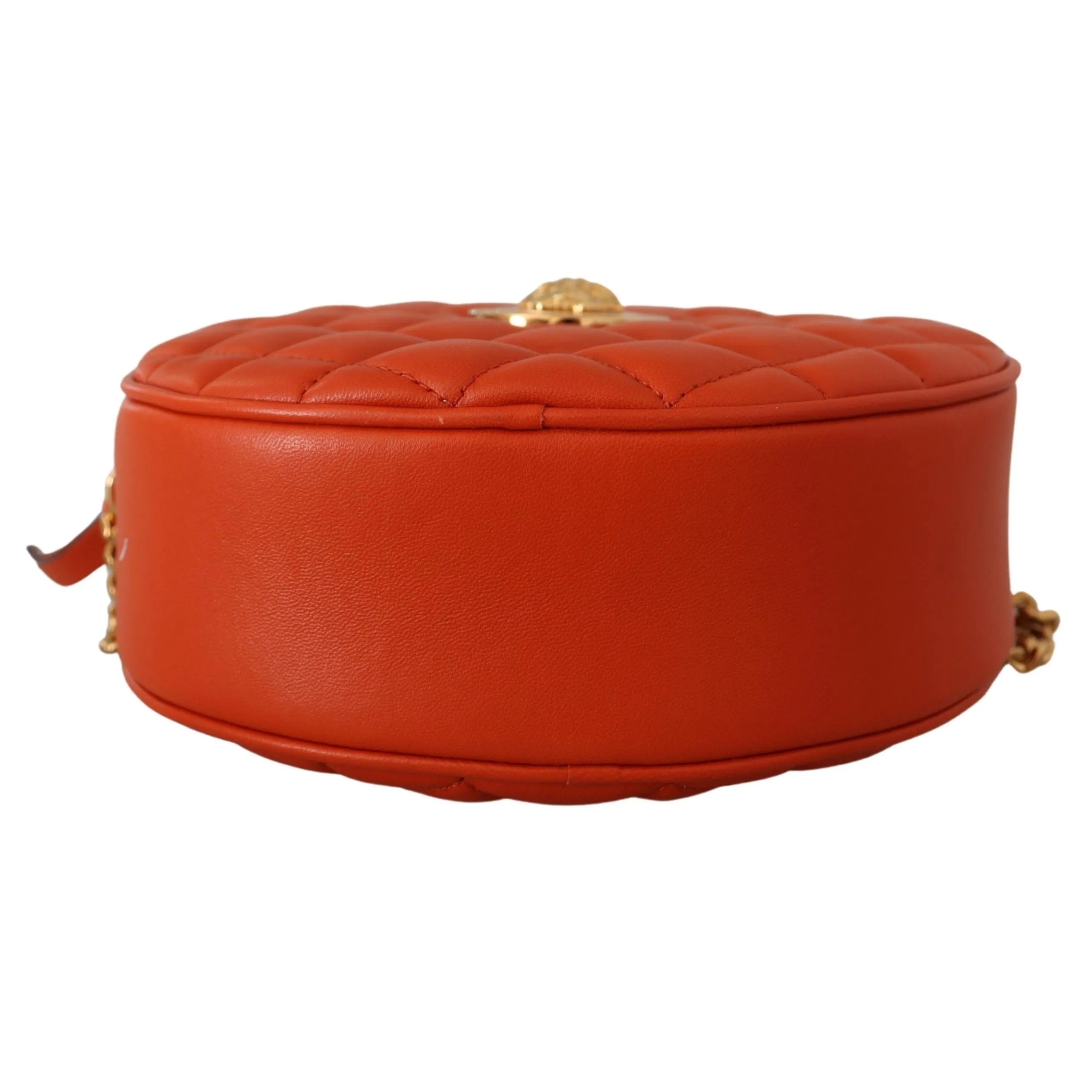 Versace Elegant Round Nappa Leather Crossbody Bag