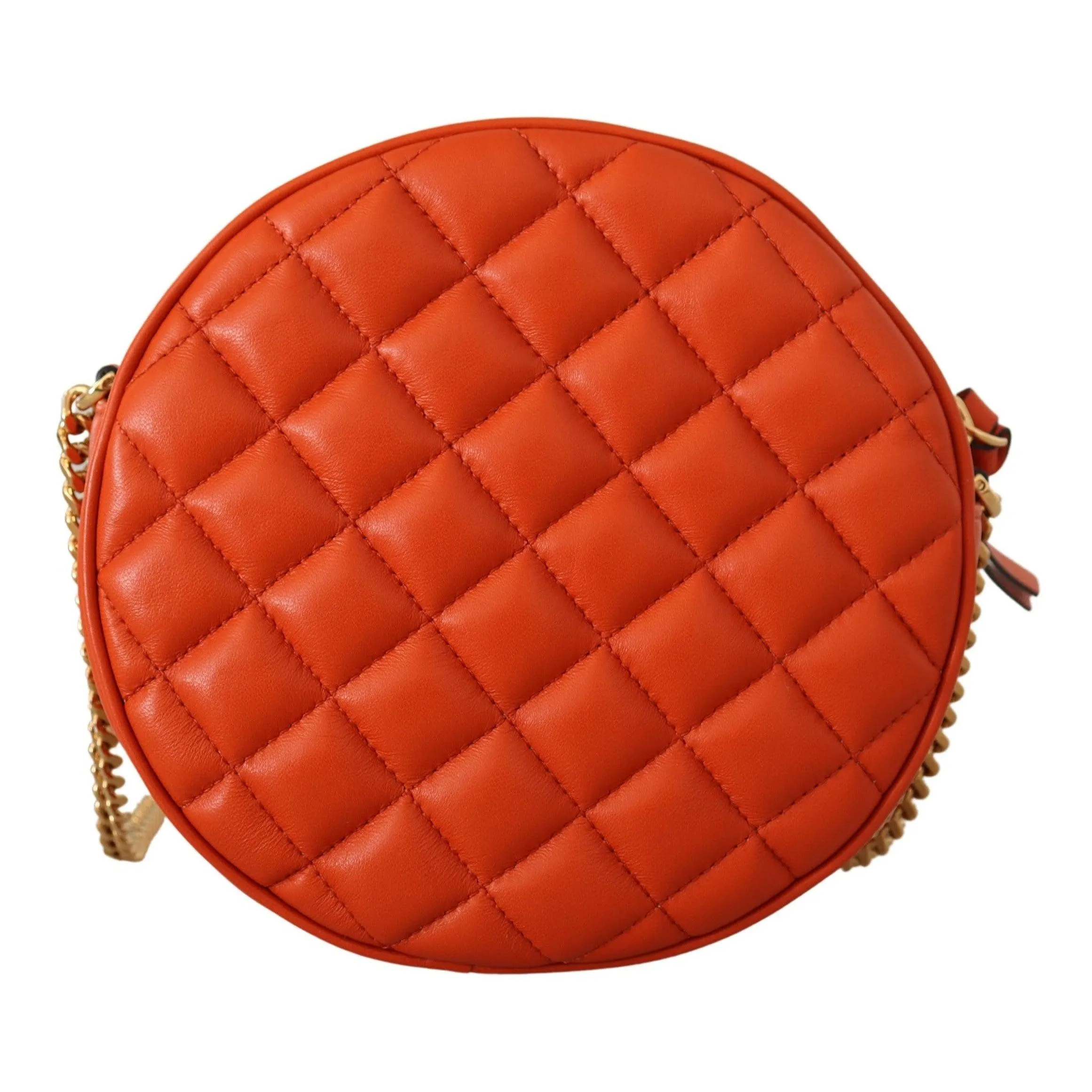 Versace Elegant Round Nappa Leather Crossbody Bag