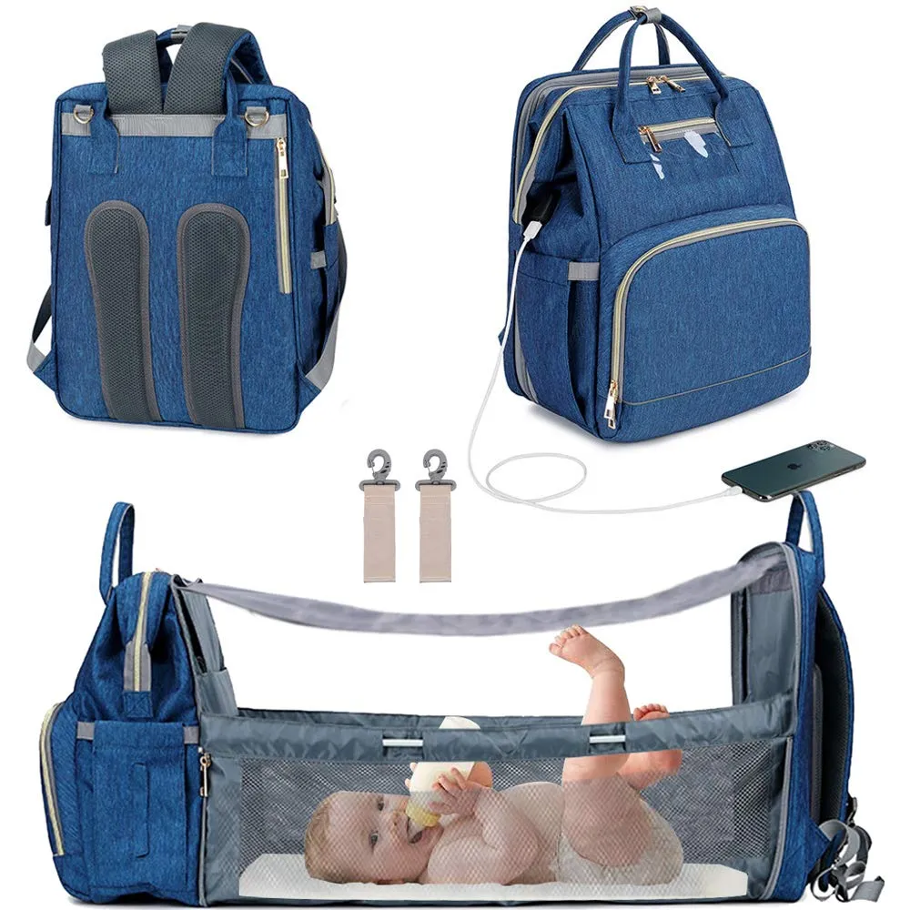 Waterproof Mummy Bag Diaper Bag Travel Backpack Foldable Crib Baby bed