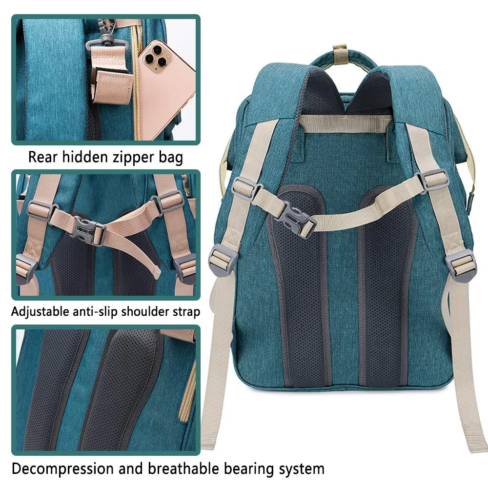Waterproof Mummy Bag Diaper Bag Travel Backpack Foldable Crib Baby bed