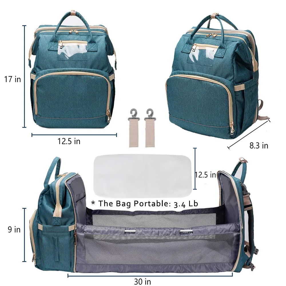 Waterproof Mummy Bag Diaper Bag Travel Backpack Foldable Crib Baby bed