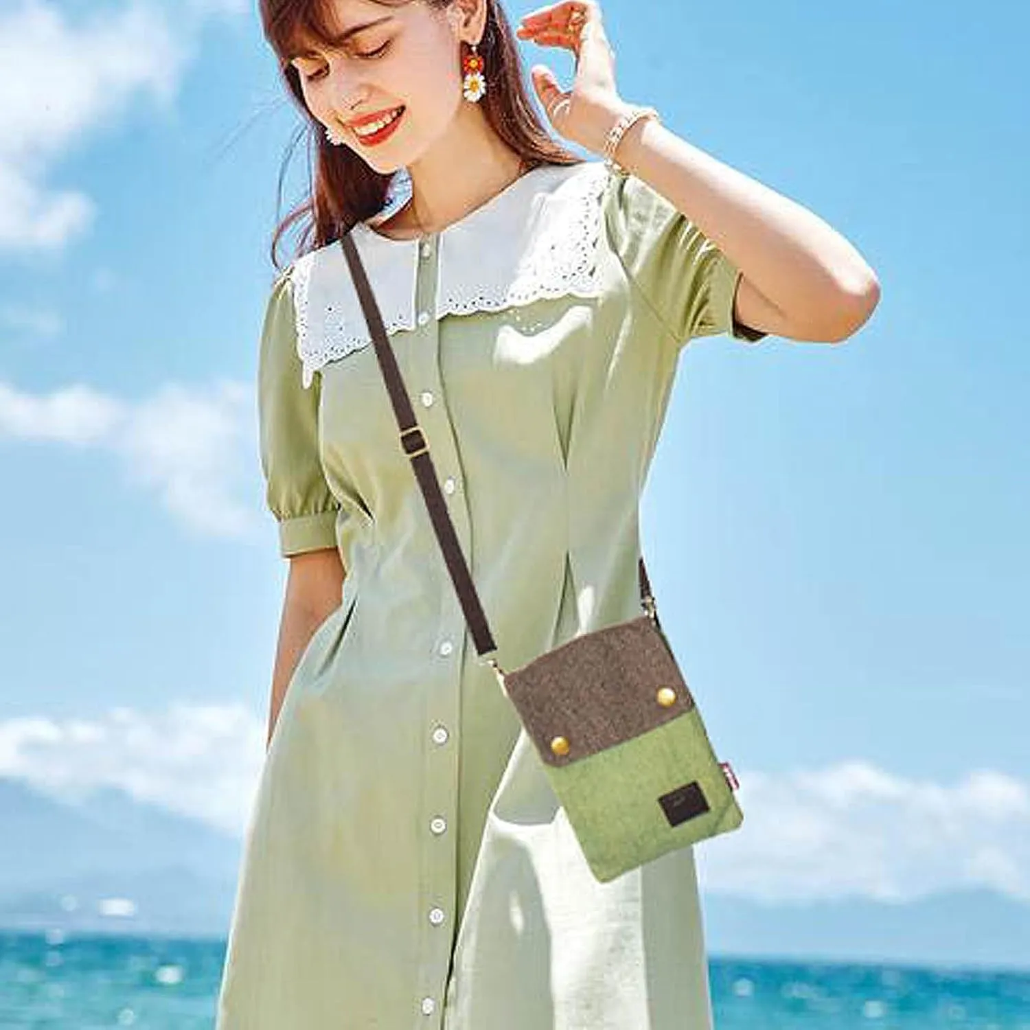 WITERY Small Canvas Cell Phone Purse Wallet- Handmade Cute Cross Body Phone Purse with Adjustable Shoulder Strap