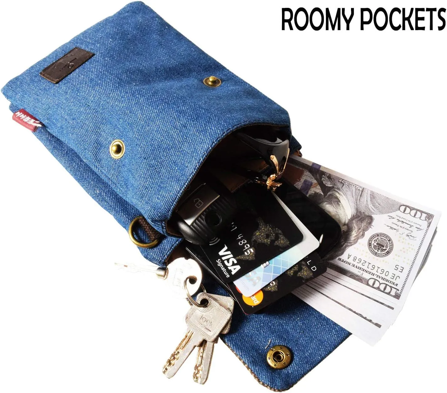 WITERY Small Canvas Cell Phone Purse Wallet- Handmade Cute Cross Body Phone Purse with Adjustable Shoulder Strap