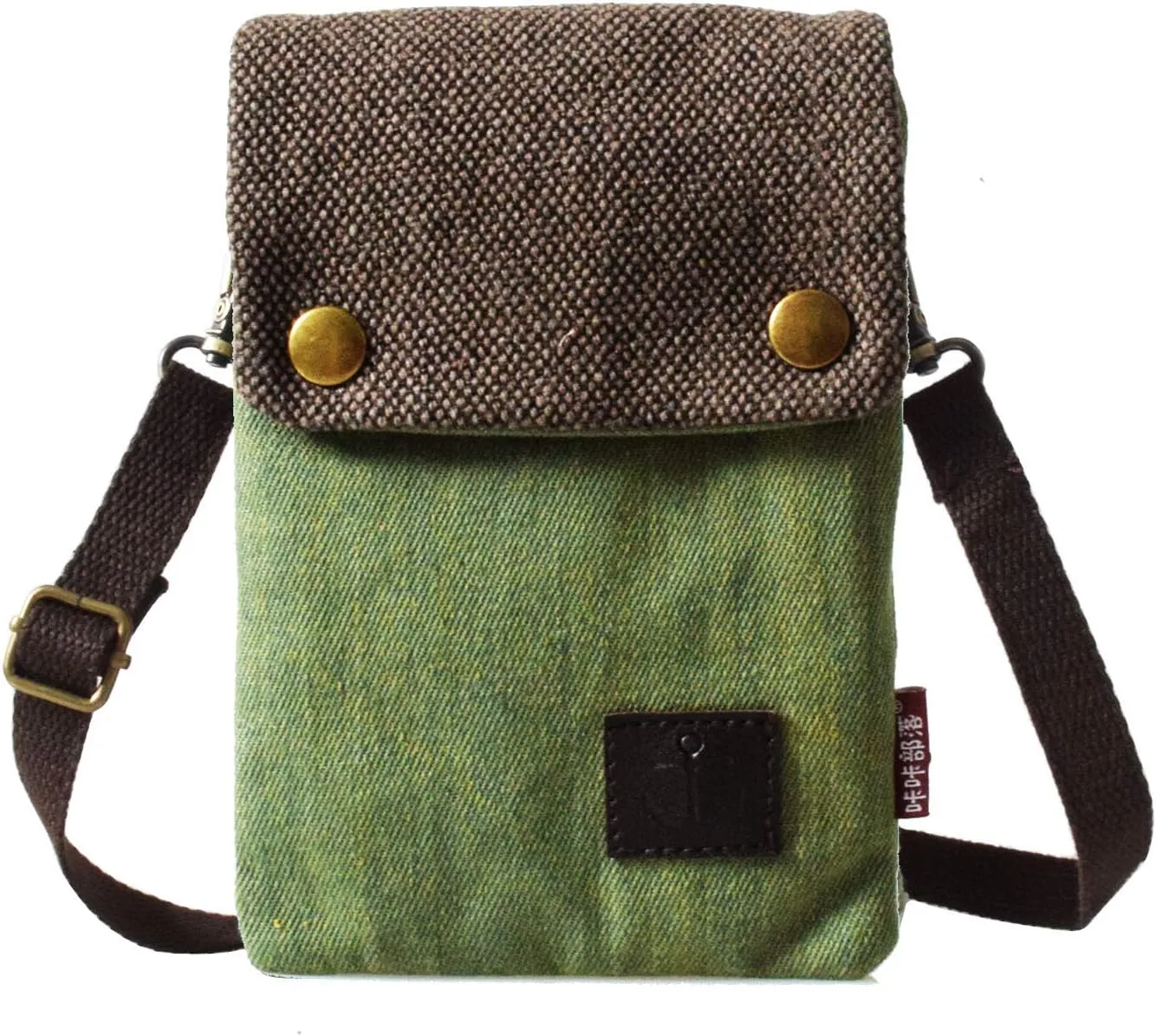 WITERY Small Canvas Cell Phone Purse Wallet- Handmade Cute Cross Body Phone Purse with Adjustable Shoulder Strap