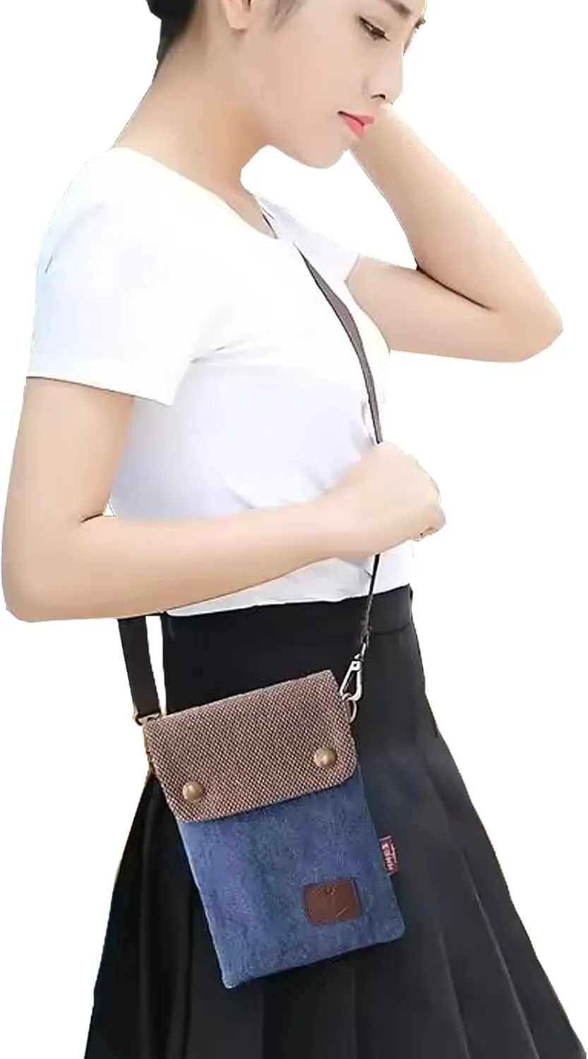 WITERY Small Canvas Cell Phone Purse Wallet- Handmade Cute Cross Body Phone Purse with Adjustable Shoulder Strap