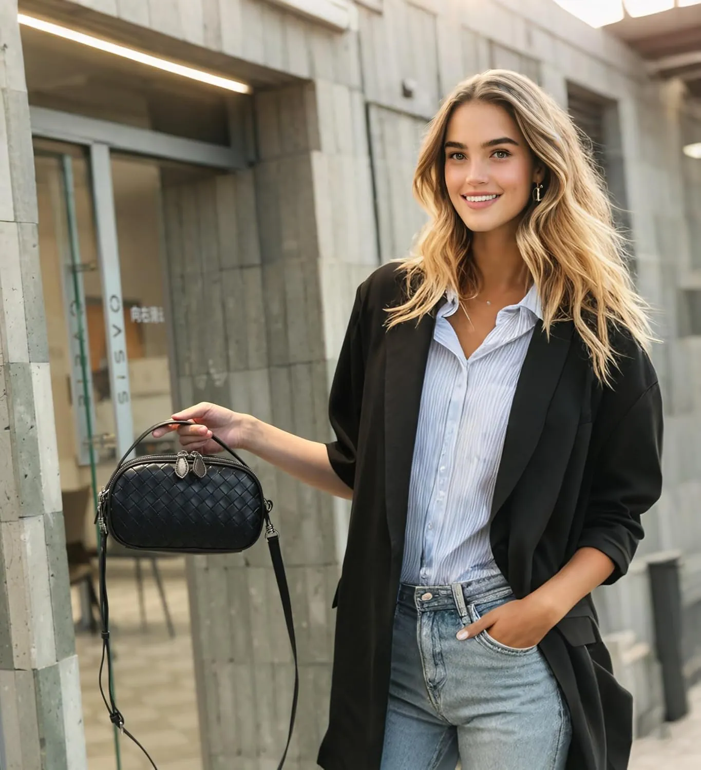 Women's Genuine Leather Crossbody Bag - Small Adjustable Strap Woven Purse, Multi-Pocket Handbag for Everyday Use