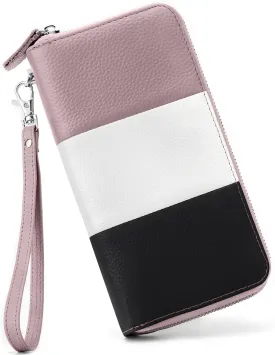 Womens Wallet RFID Blocking Genuine Leather Multi Credit Card Large Capacity Zip Around Clutch Travel Purse Wristlet