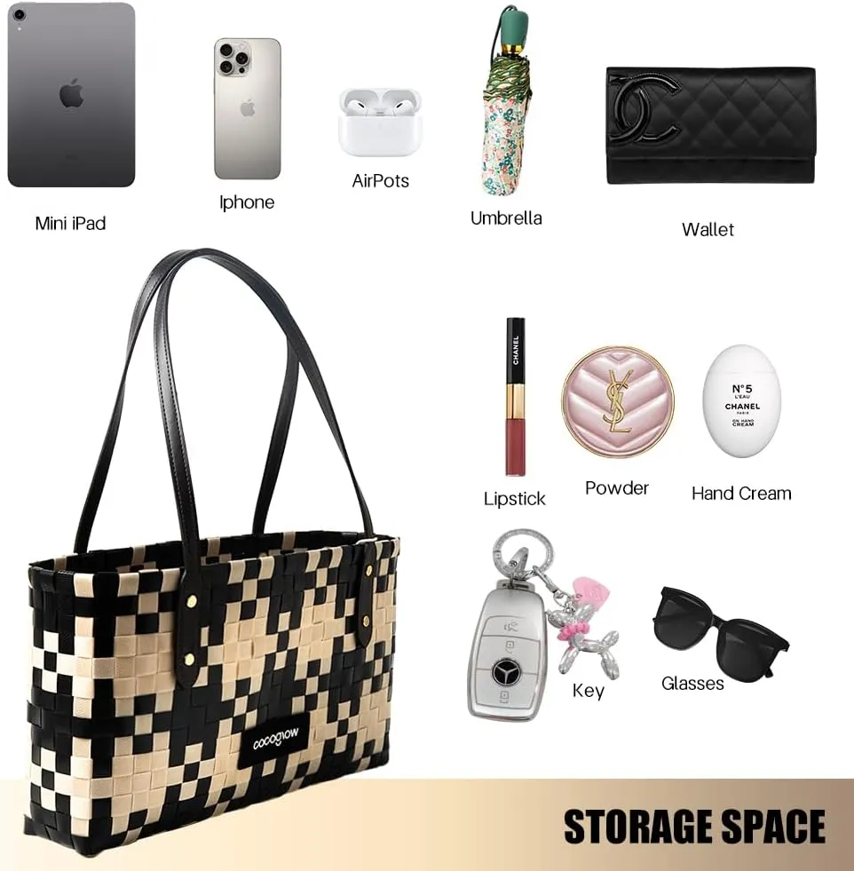 Women's Woven BagPP eco-Friendly Bag,Trendy Travel BagHandbagTop-HandleShoulder Bags