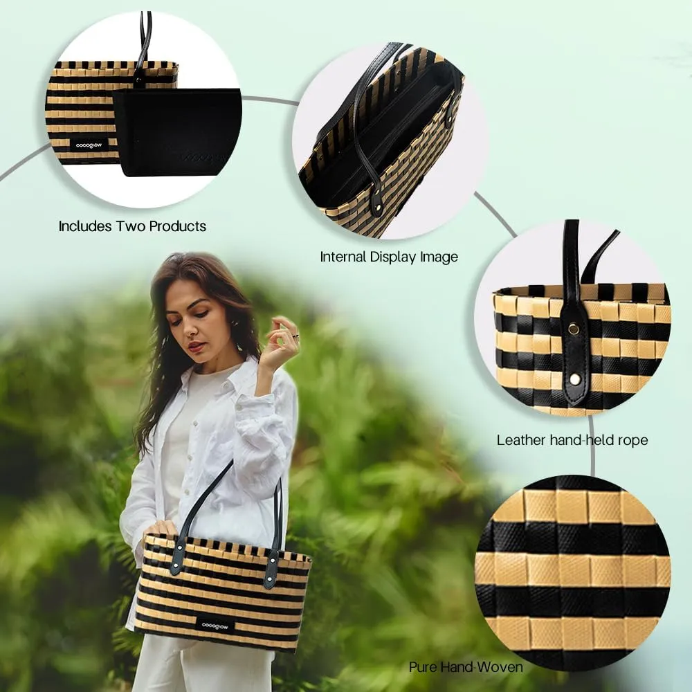 Women's Woven BagPP eco-Friendly Bag,Trendy Travel BagHandbagTop-HandleShoulder Bags
