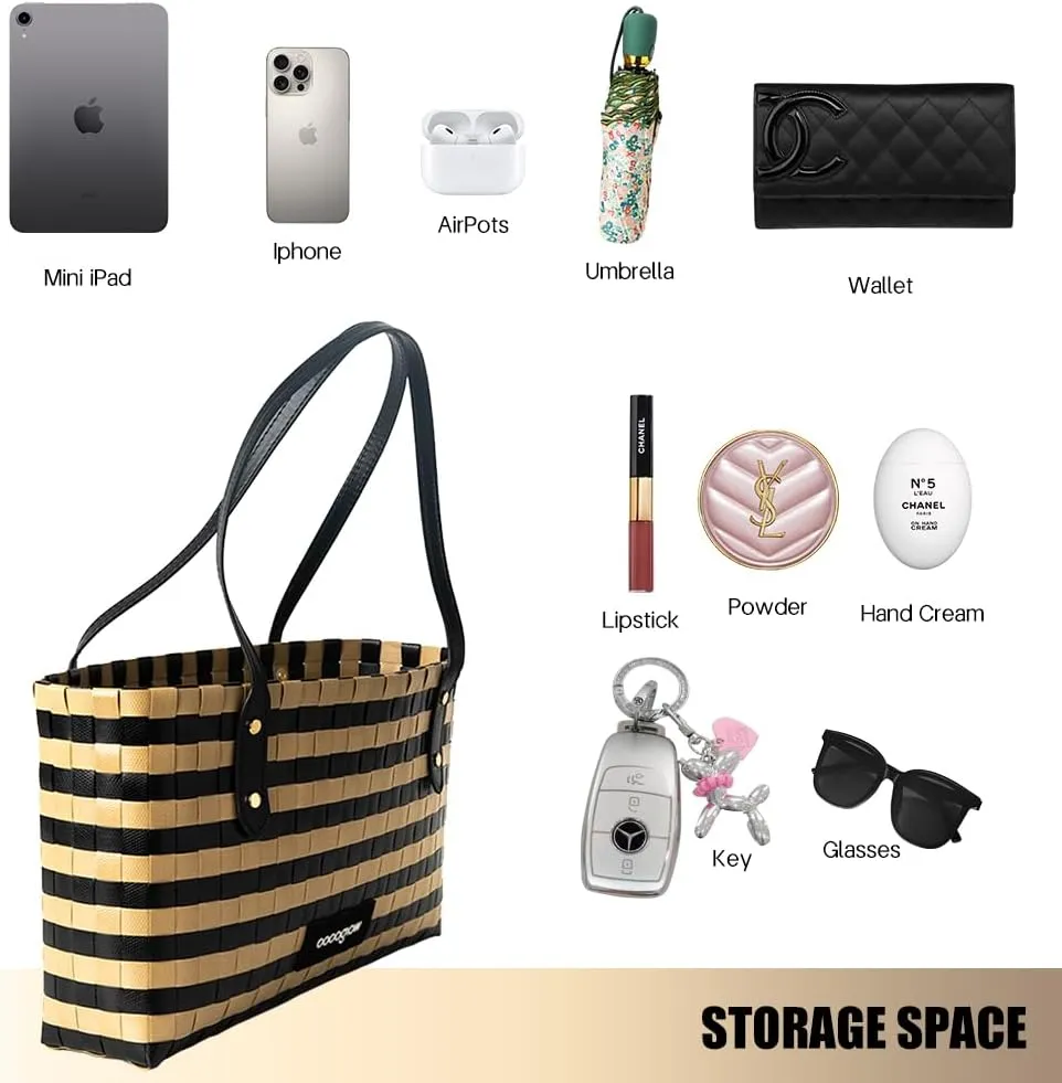 Women's Woven BagPP eco-Friendly Bag,Trendy Travel BagHandbagTop-HandleShoulder Bags
